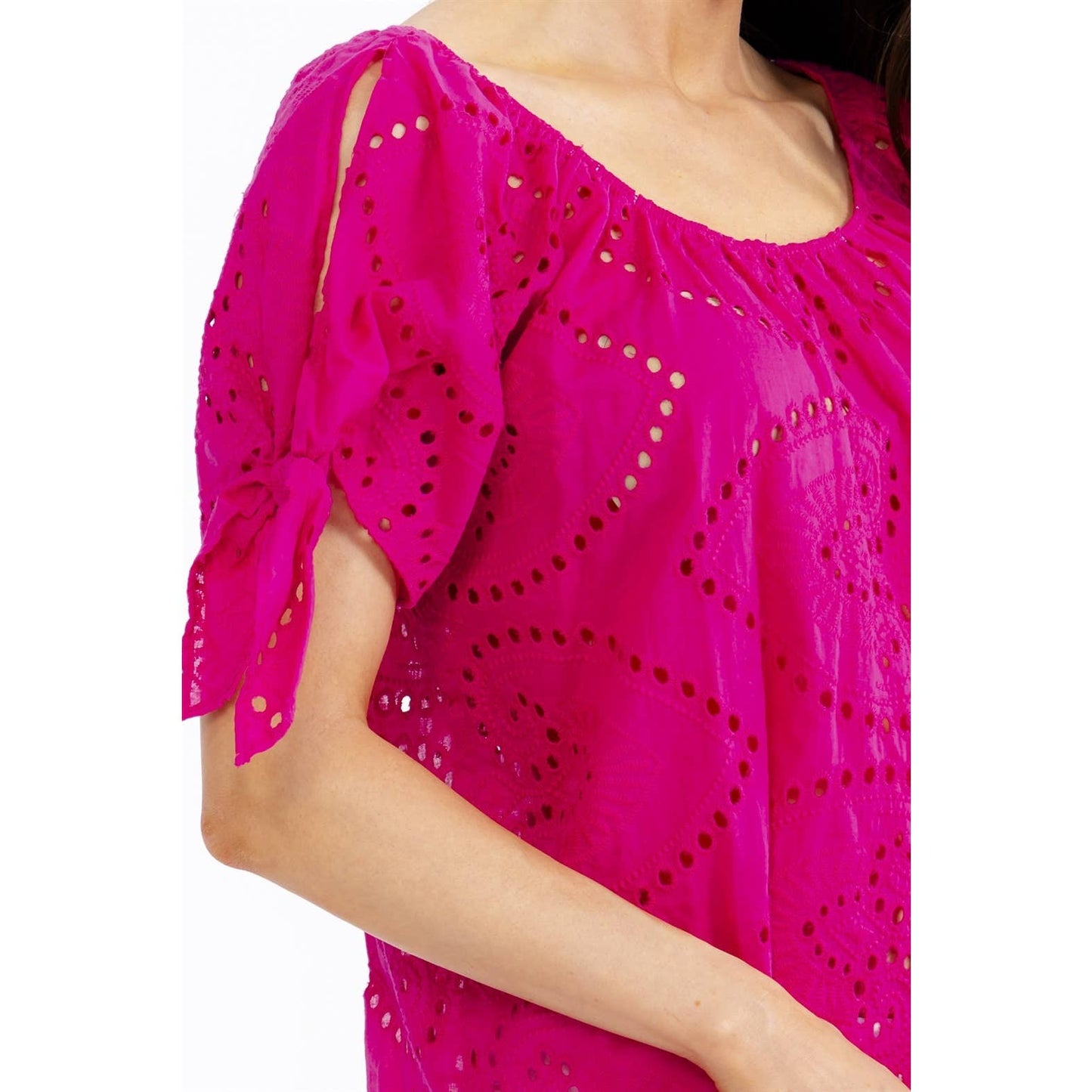 EYELET SHOULDER SLIT PEASANT