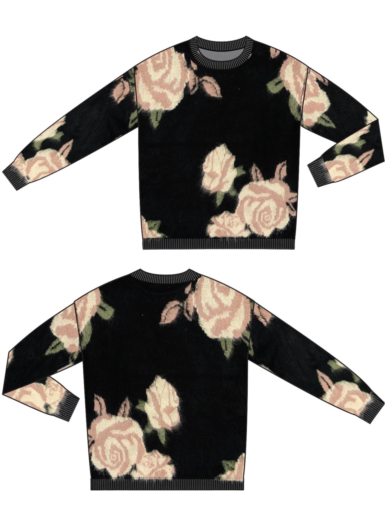 LONG SLEEVE CREW NECK DROPPED SHOULDER SWEATER