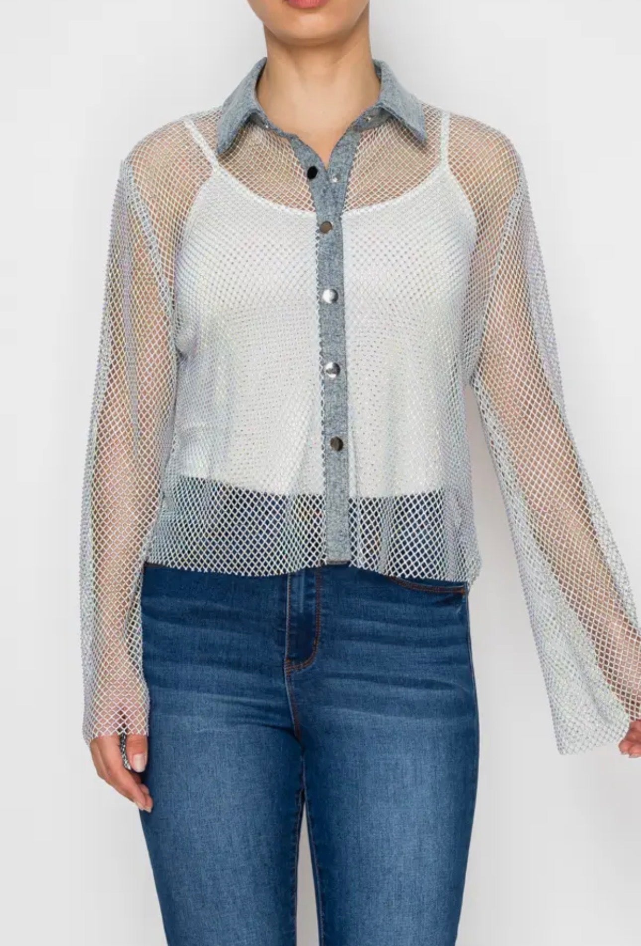 LONG SLEEVE SPARKLY MESH JACKET