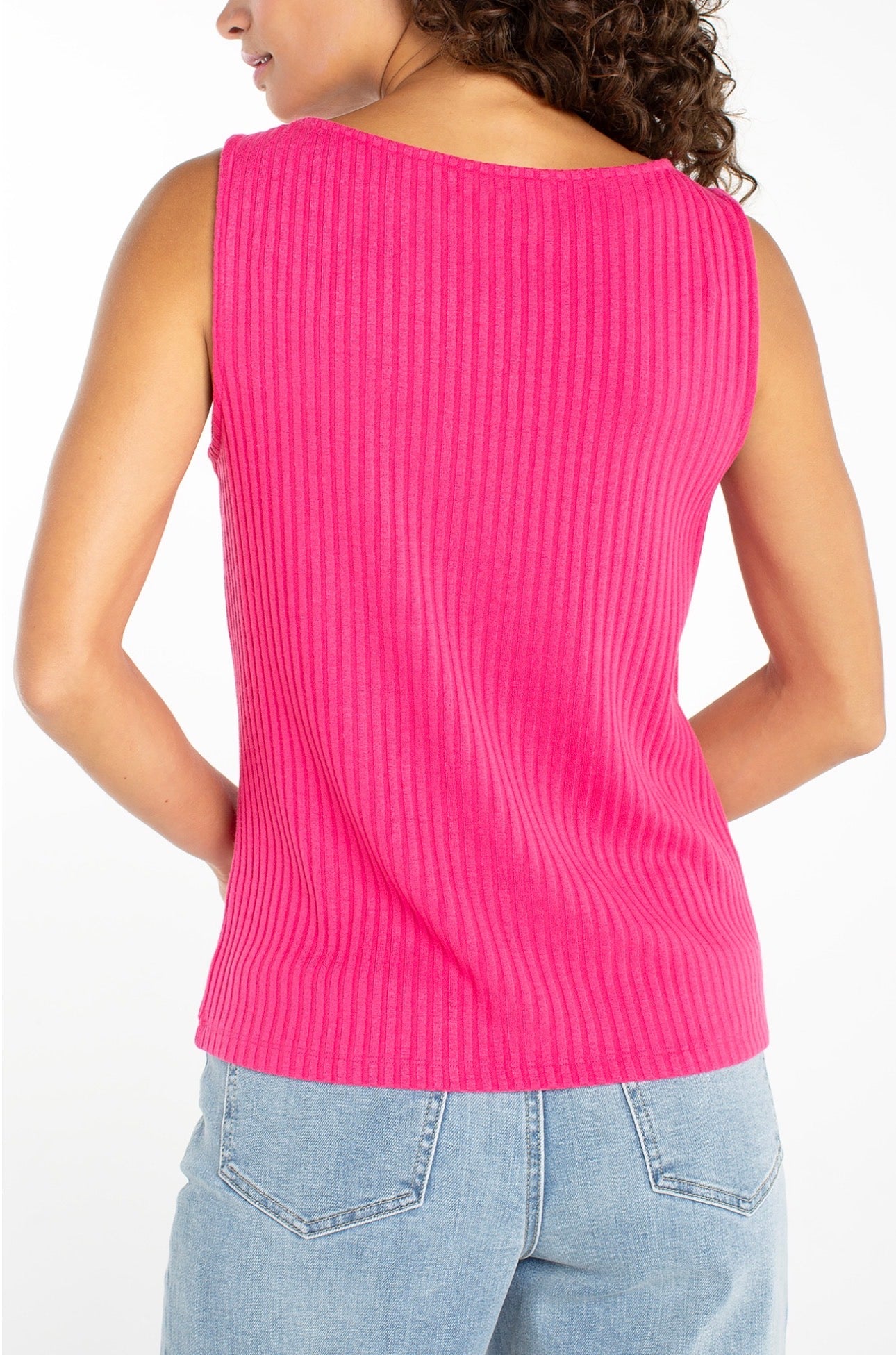 Sleeveless high boat, neck knit top