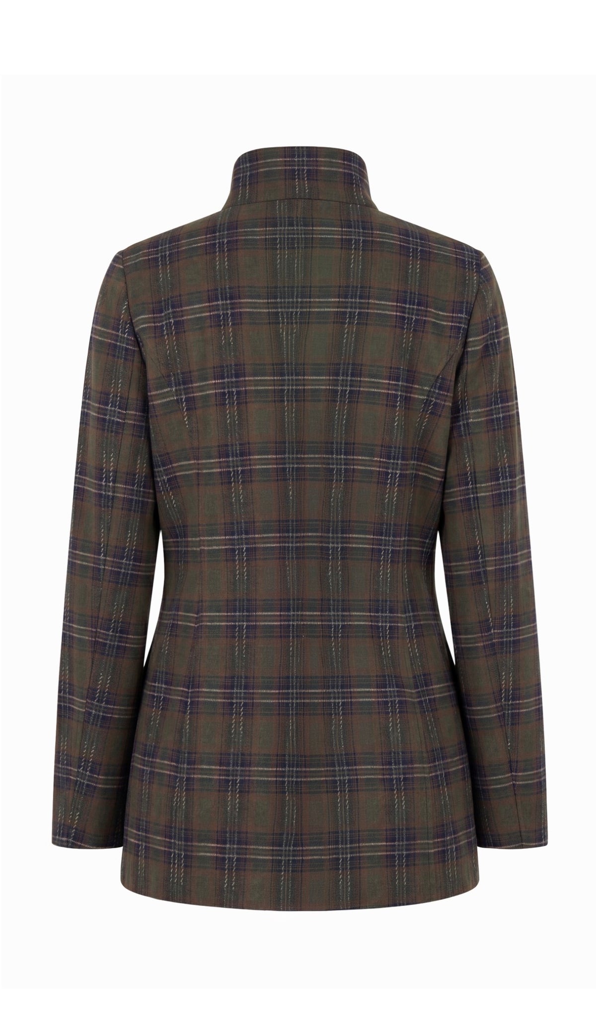 Funnel neck field jacket plaid