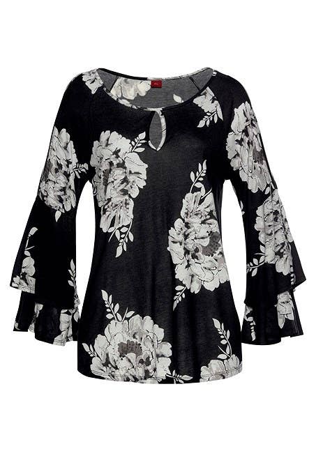 LASCANA Women's Floral Cold Shoulder Top