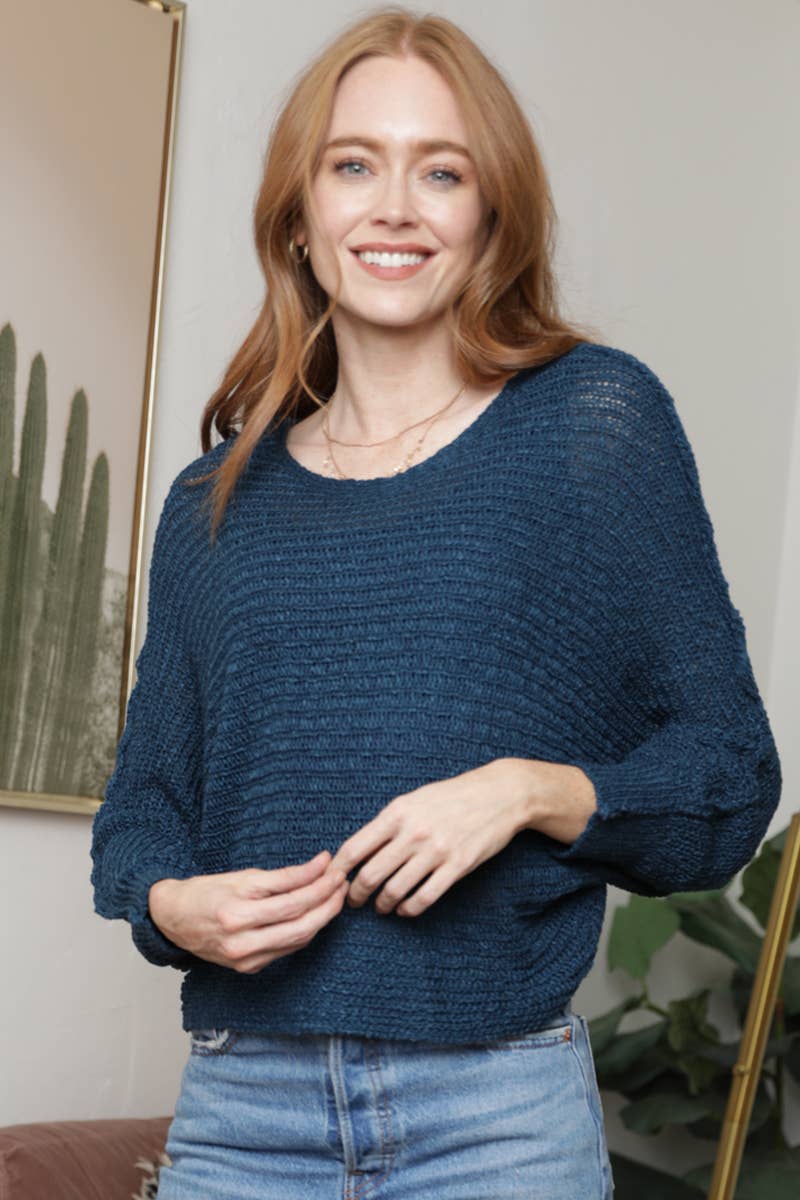 OPEN KNIT LIGHT WEIGHT PULLOVER SWEATER