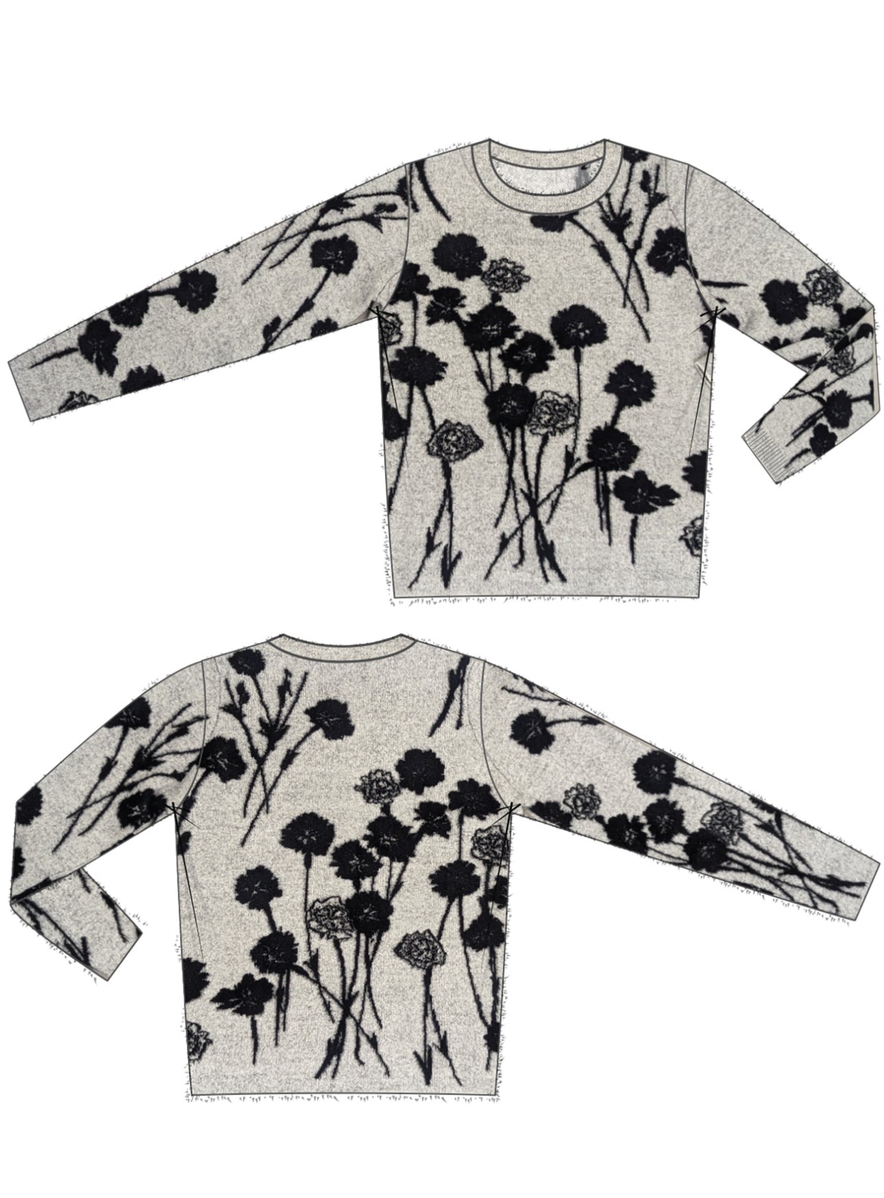 LONG SLEEVE CREW NECK DROPPED SHOULDER SWEATER