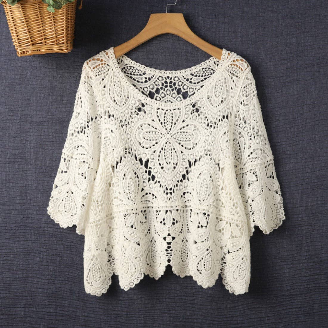 Crosa - Crochet Hollow-Out Pullover Top