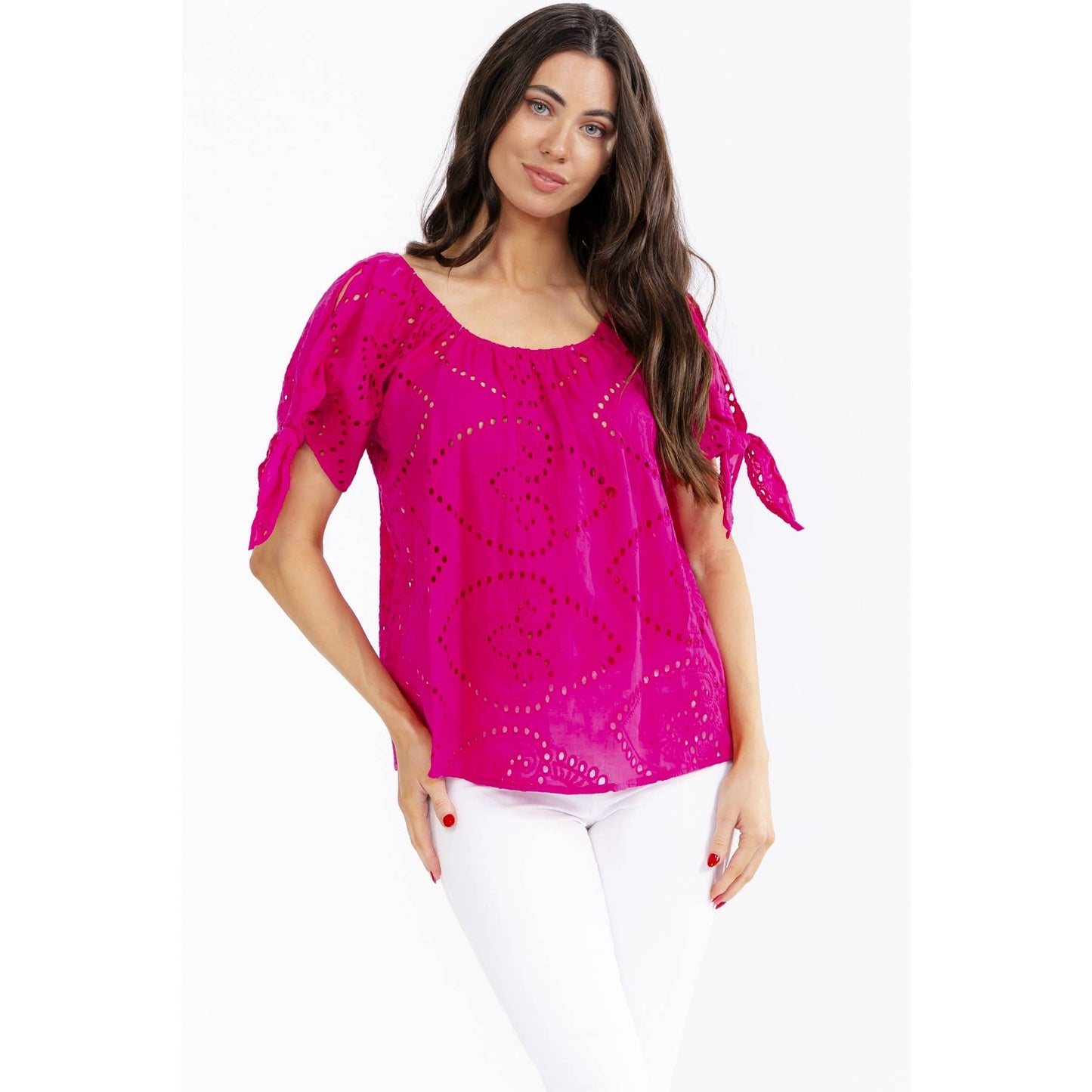 EYELET SHOULDER SLIT PEASANT