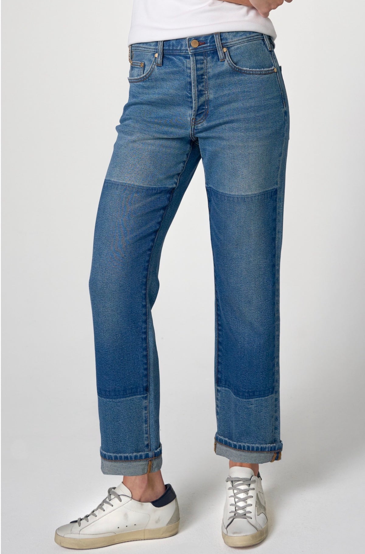 Sloane slouchy girlfriend cuffed with patch super cute