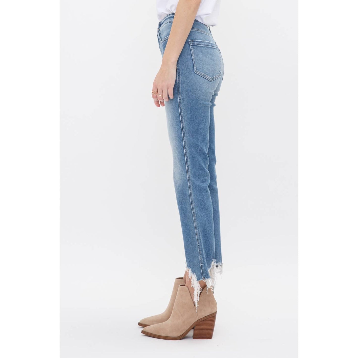 MOSCATO HIGH RISE CROP FLARE WITH UNEVEN HEM