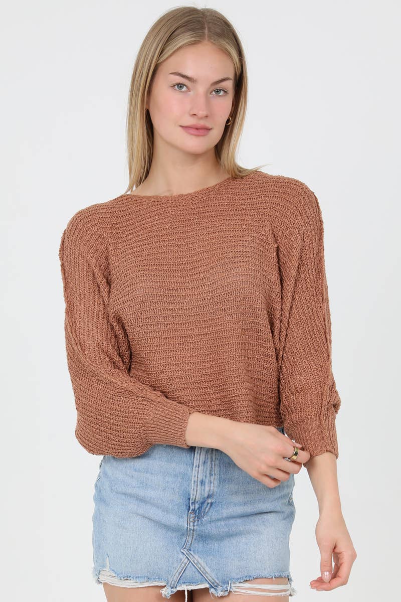 OPEN KNIT LIGHT WEIGHT PULLOVER SWEATER