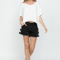 WIDE NECK SHORT SLEEVE DOLMAN TOP