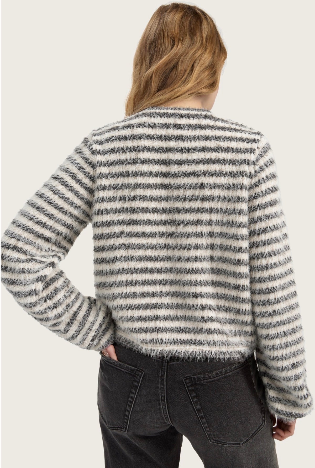 Long sleeve bow neck knit top sweater