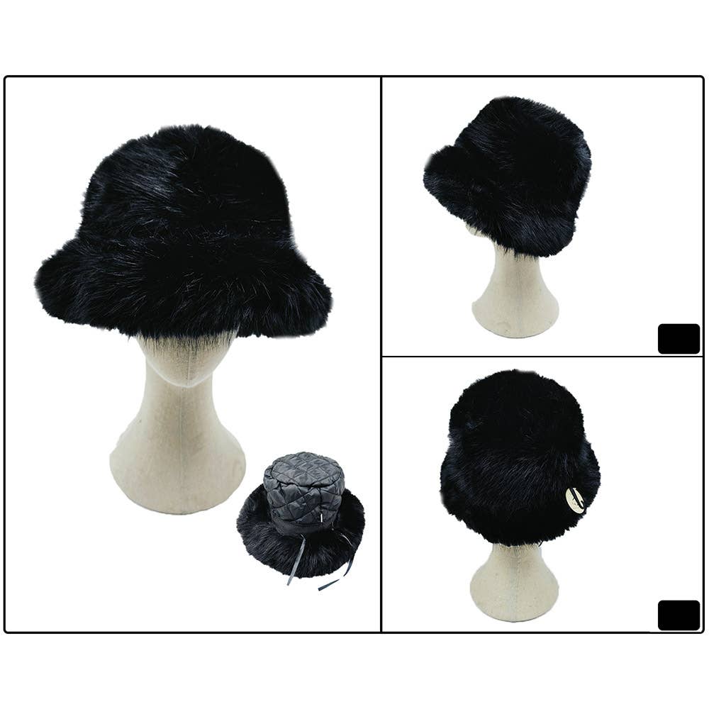 Fuzzy Faux Fur Bucket Hat
