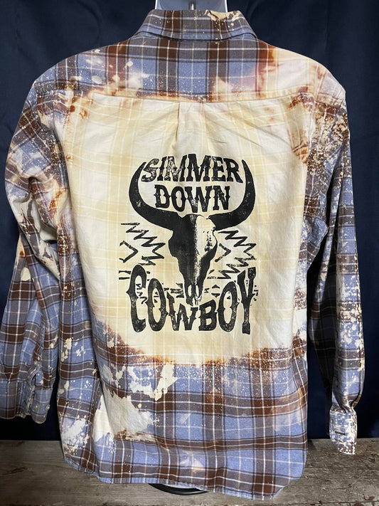 Simmer Down Cowboy Bleached Button Down Shirt