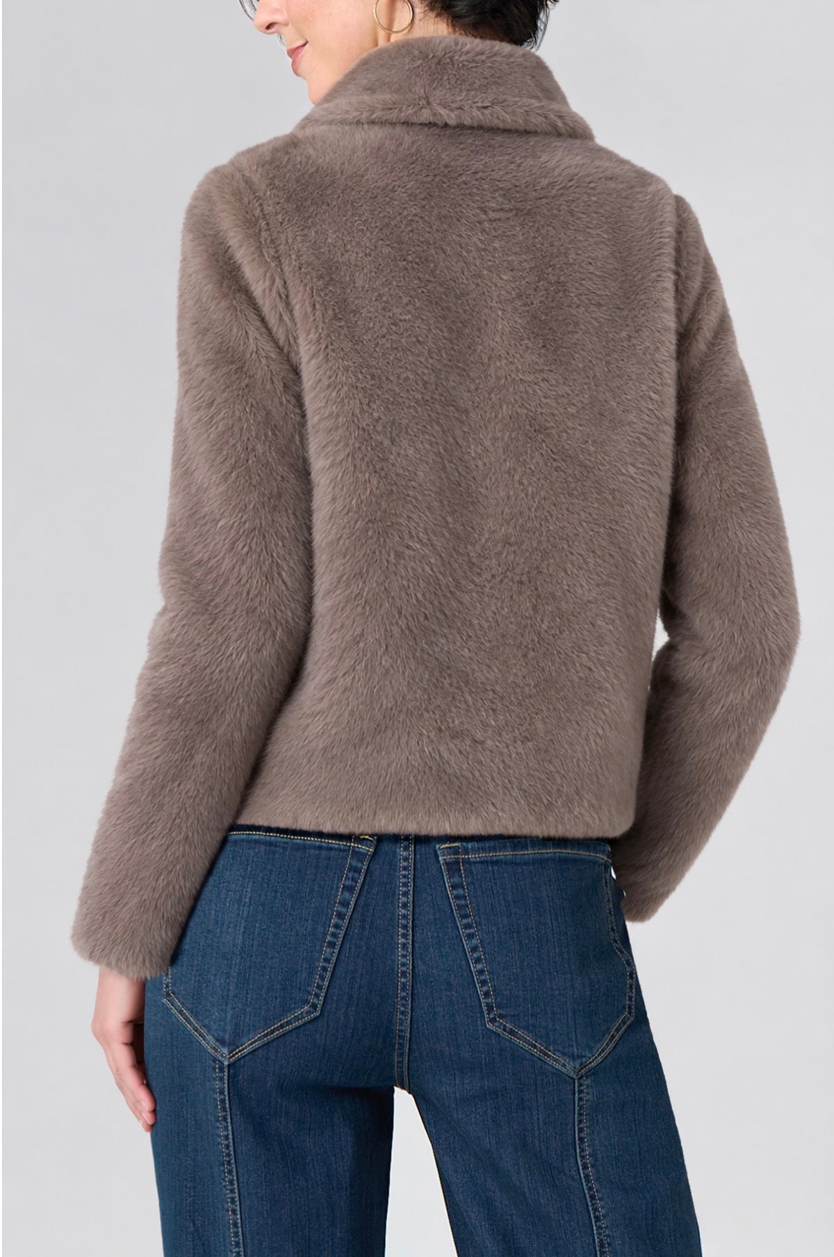 Collard, faux fur jacket