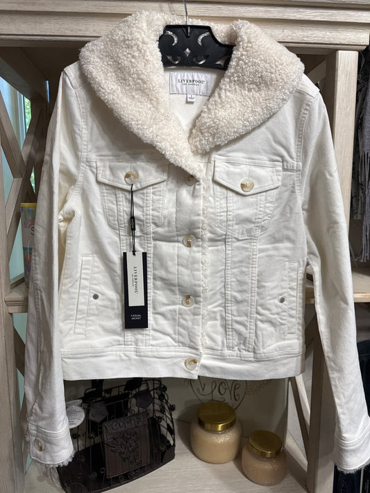 Cream Corduroy Jacket with Sherpa