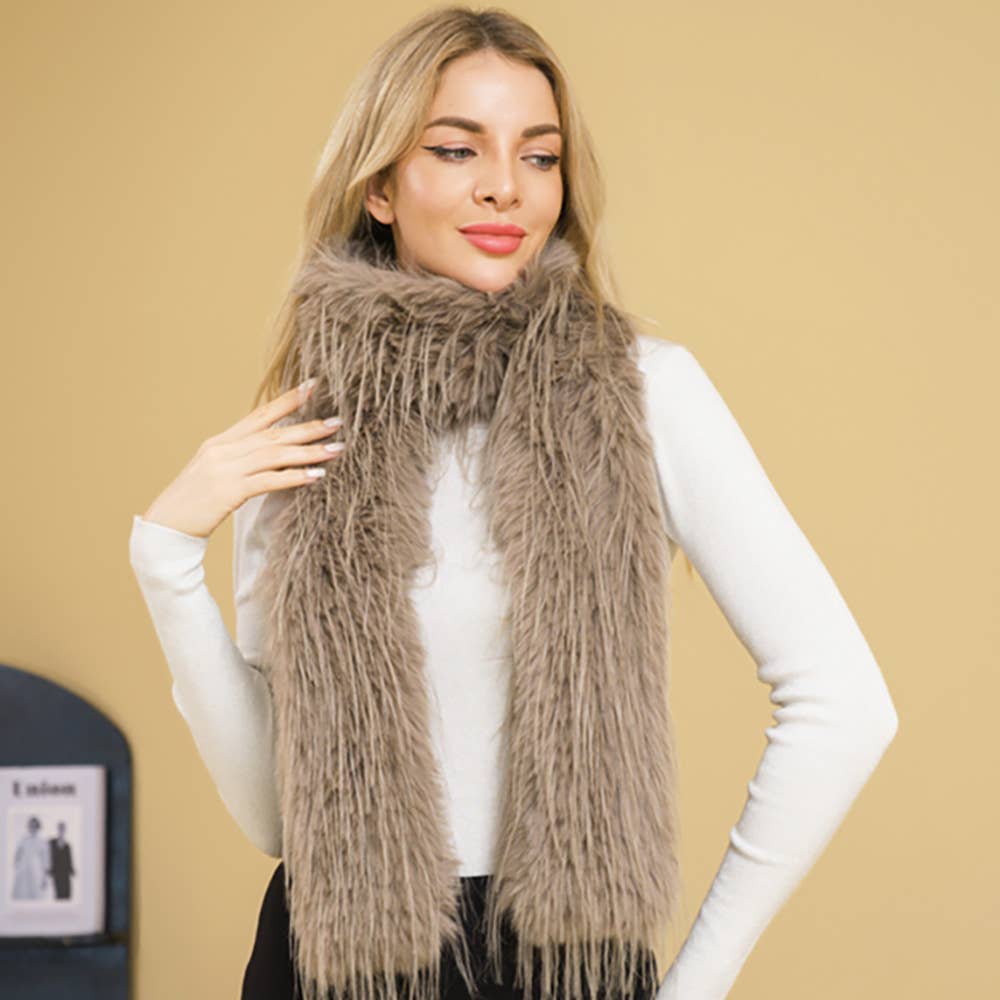 Fluffy Faux Long Fur Long Wrap Scarf