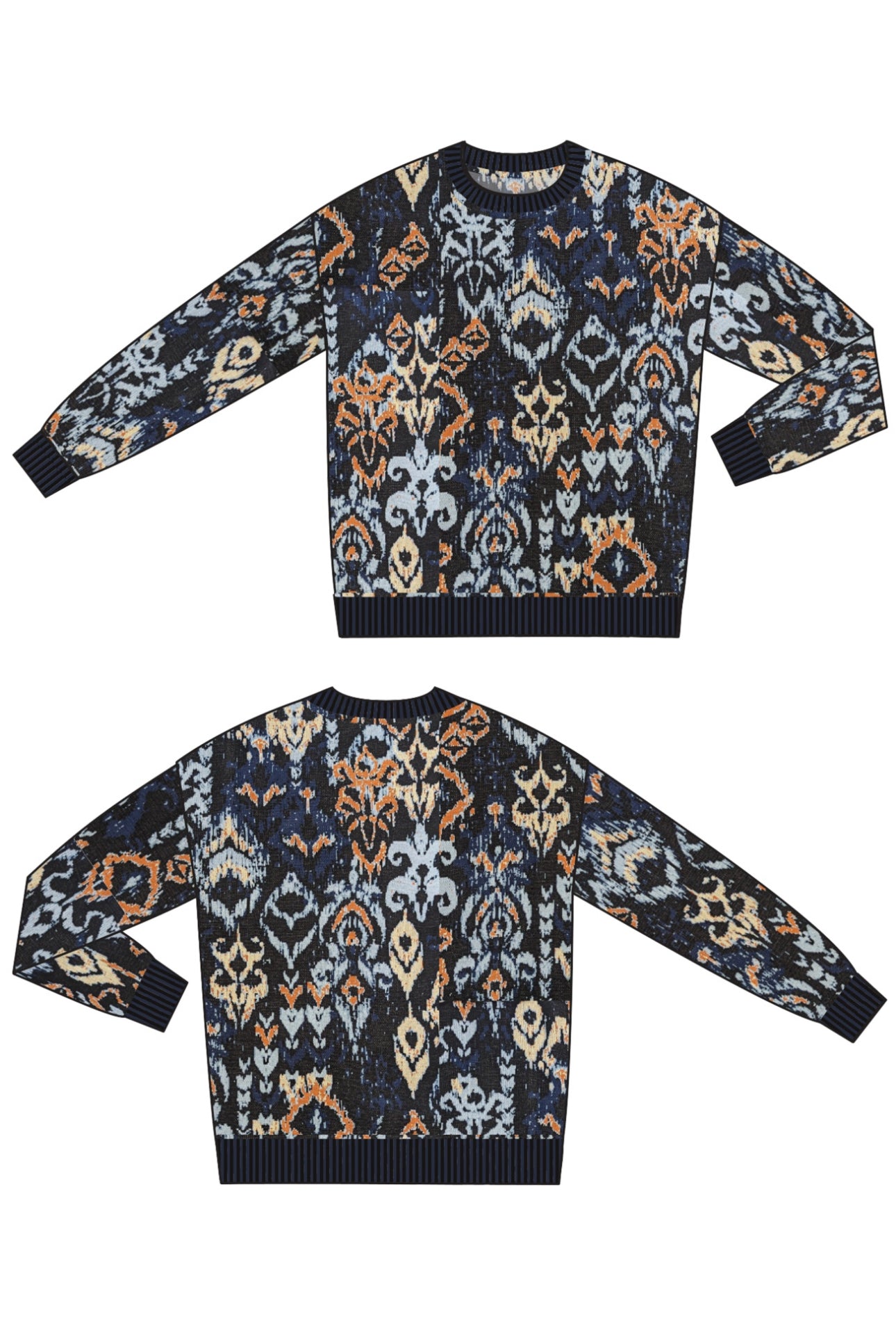 LONG SLEEVE CREW NECK DROPPED SHOULDER SWEATER