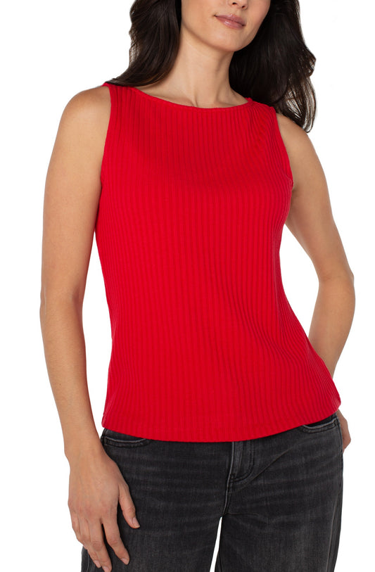 SLEEVELESS HIGH BOATNECK TOP