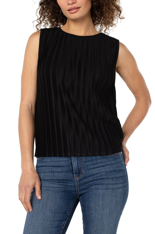 SLEEVELESS HIGH CREW NECK TOP