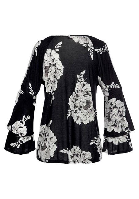 LASCANA Women's Floral Cold Shoulder Top