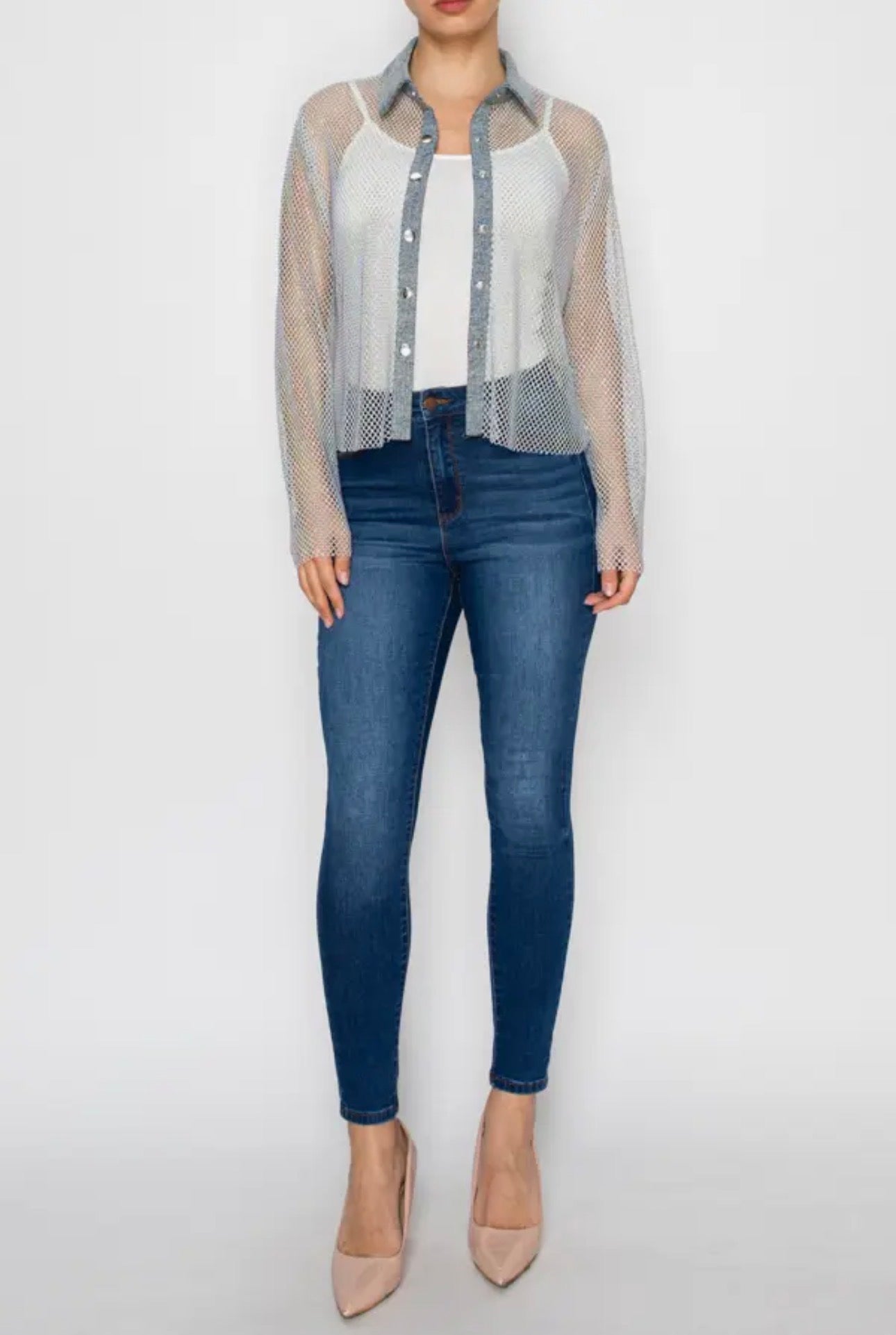 LONG SLEEVE SPARKLY MESH JACKET