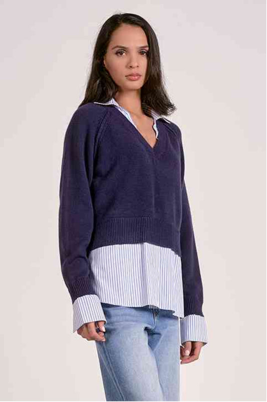 ELAN SWEATER WITH STRIPED SHIRT