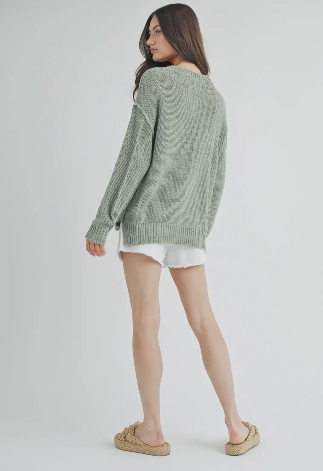 RAW EDGE V NECK SWEATER