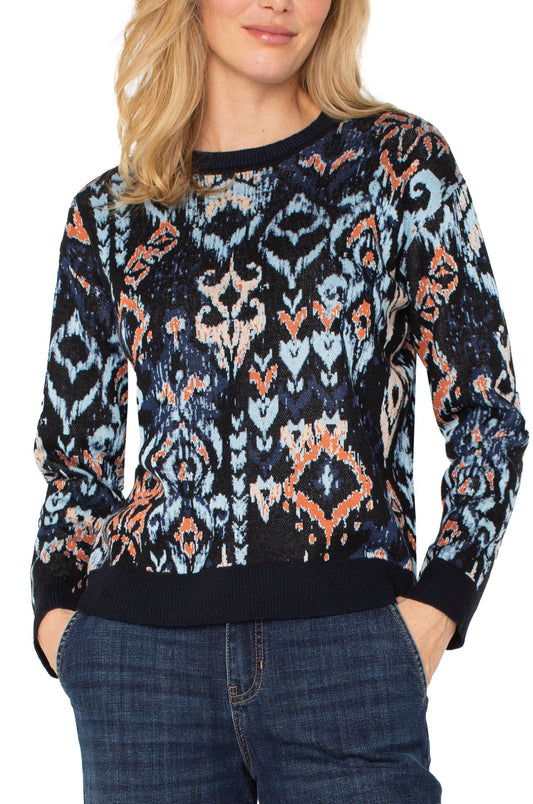 LONG SLEEVE CREW NECK DROPPED SHOULDER SWEATER