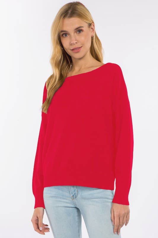 Boat Neck Pullover Sweater
