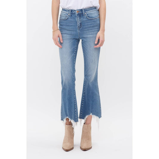 MOSCATO HIGH RISE CROP FLARE WITH UNEVEN HEM