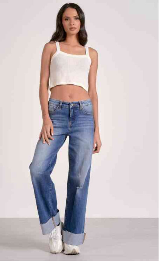 WIDE LEG DENIM CUFFED