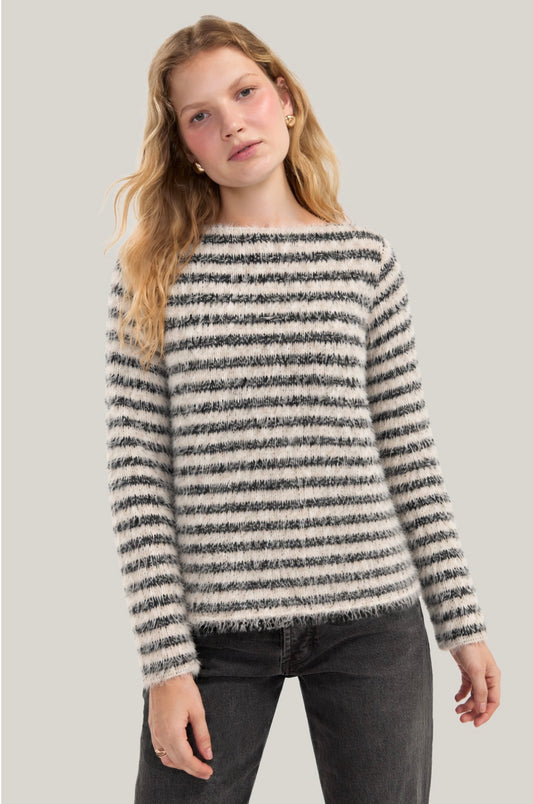 Long sleeve bow neck knit top sweater