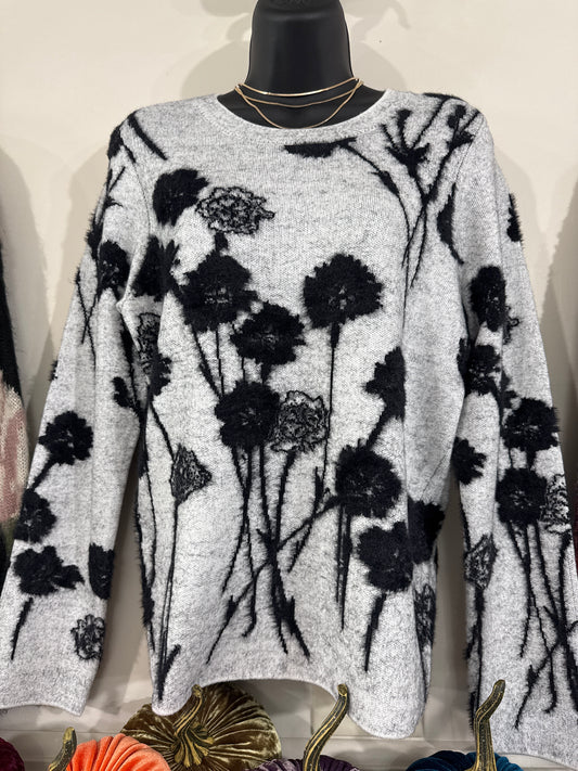 LONG SLEEVE CREW NECK DROPPED SHOULDER SWEATER