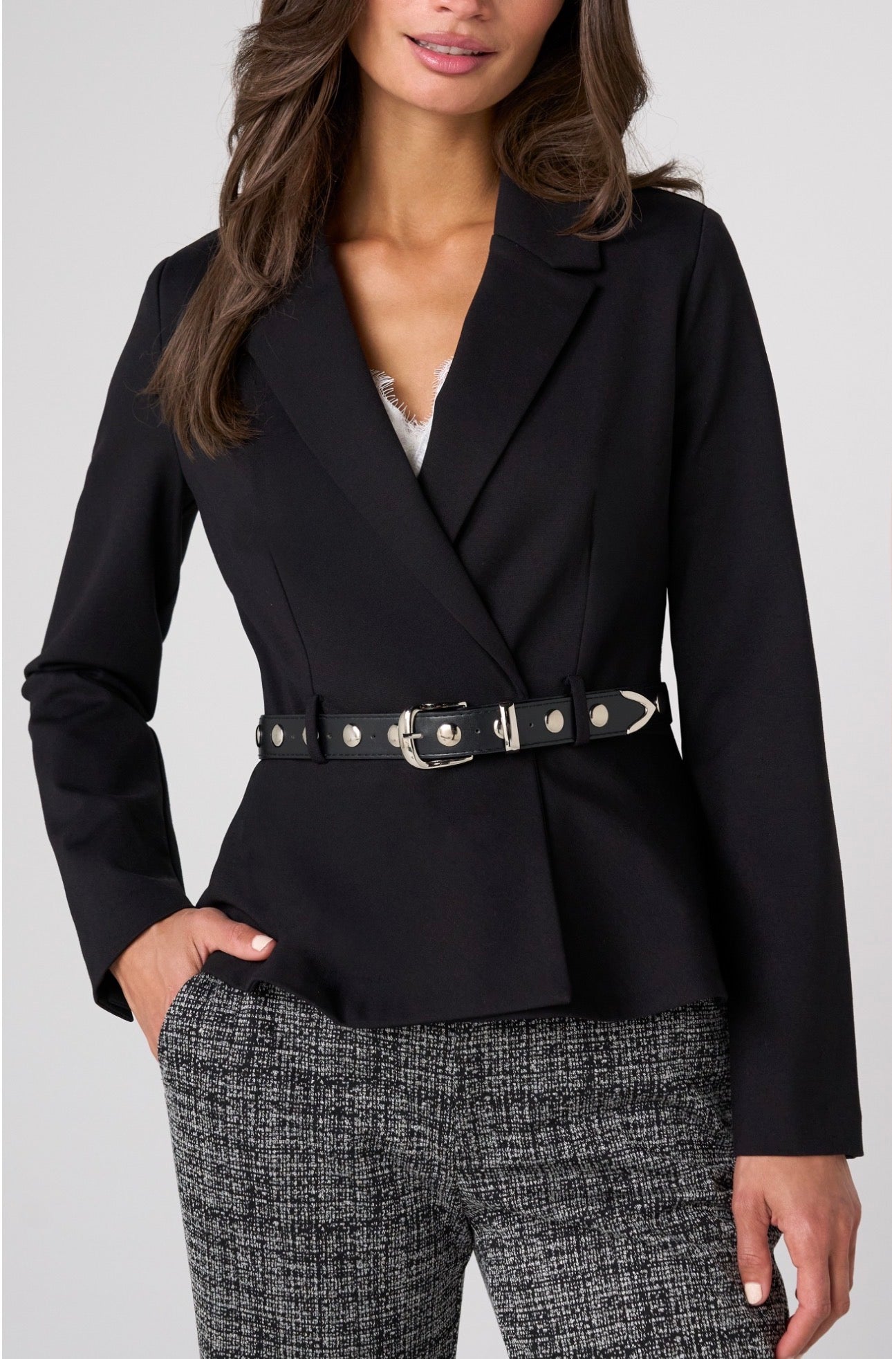 Belted Peplum Blazer ￼
