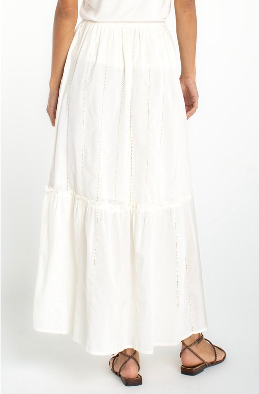 Tiered woven pull on maxi skirt in cream