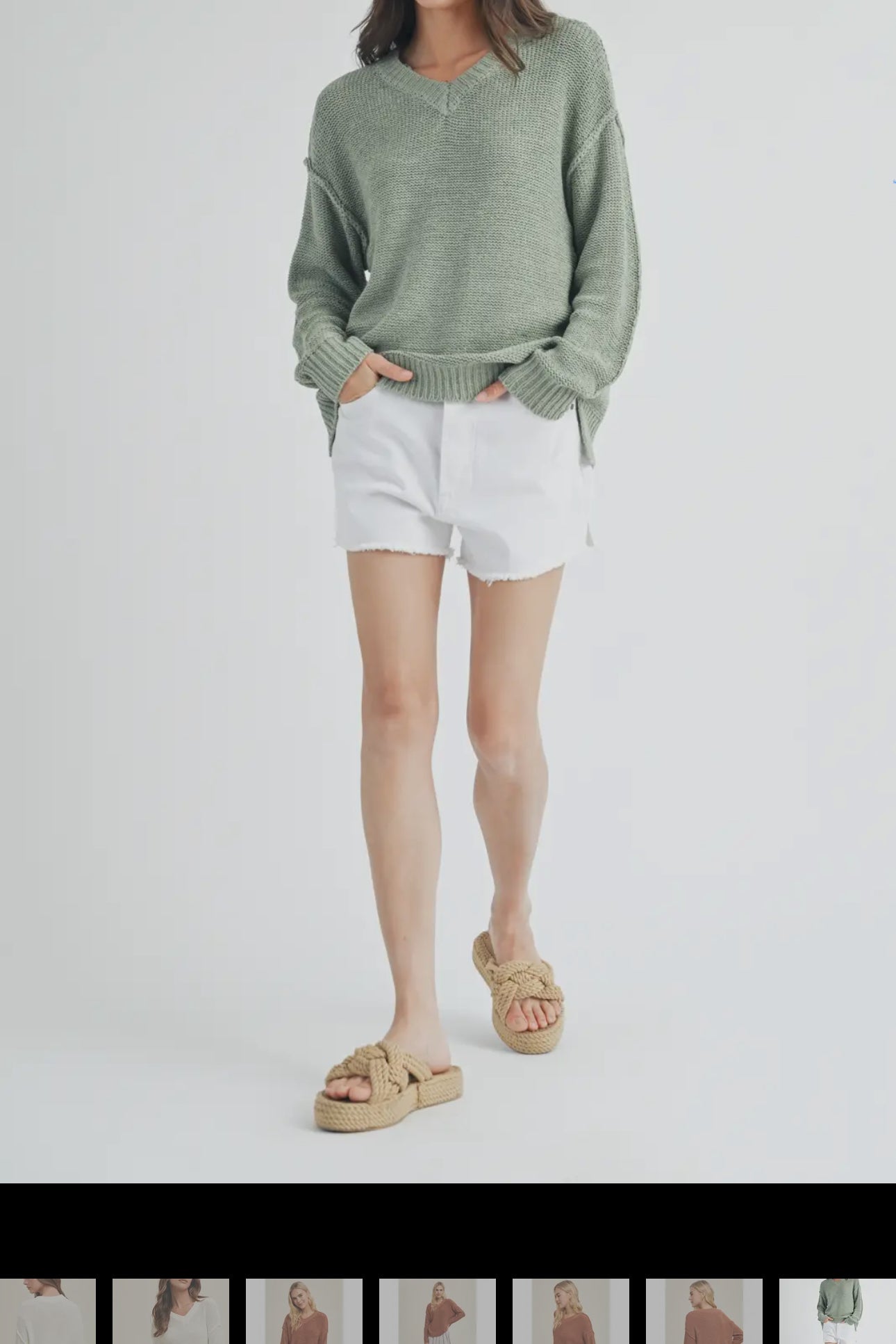 RAW EDGE V NECK SWEATER