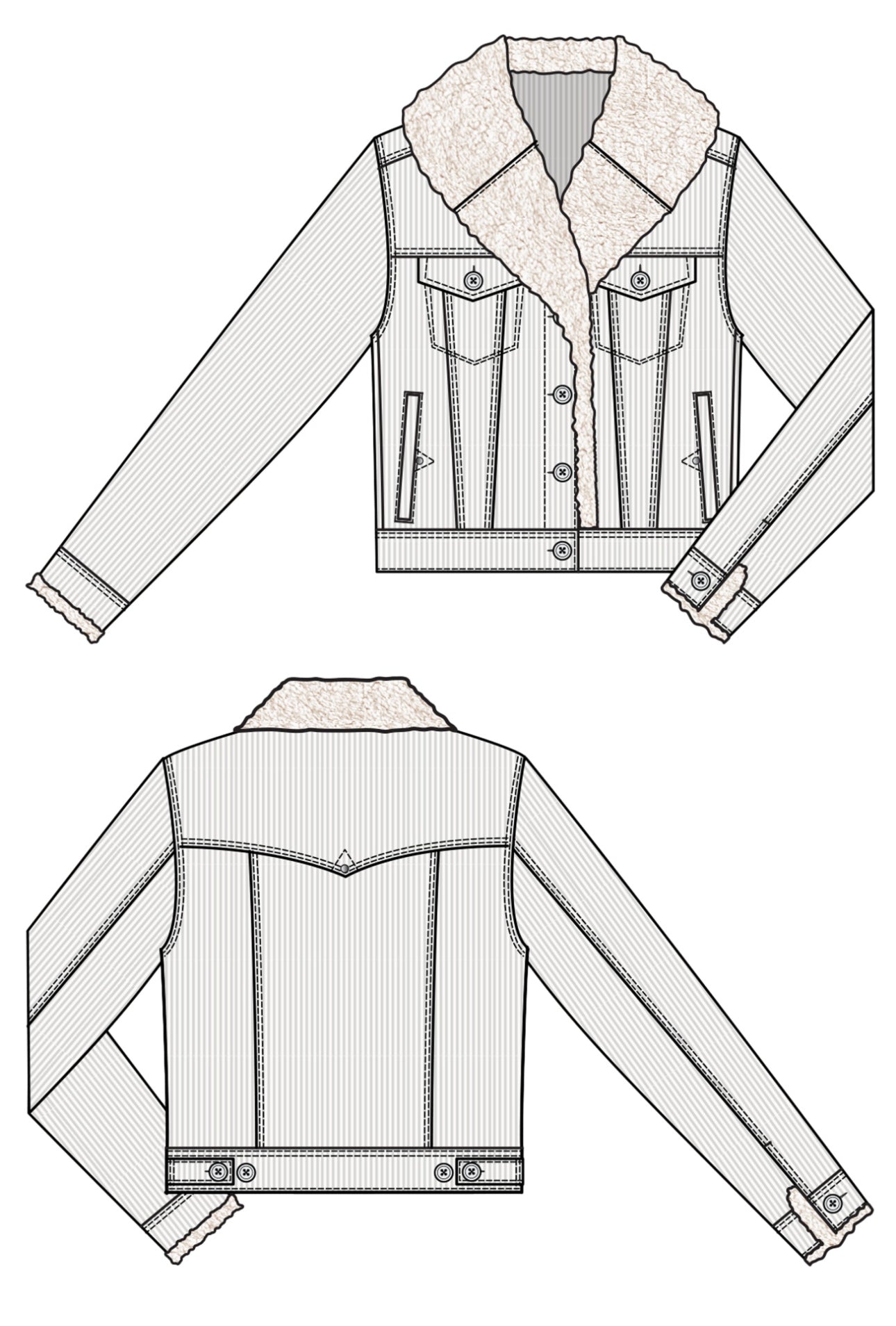 Cream Corduroy Jacket with Sherpa