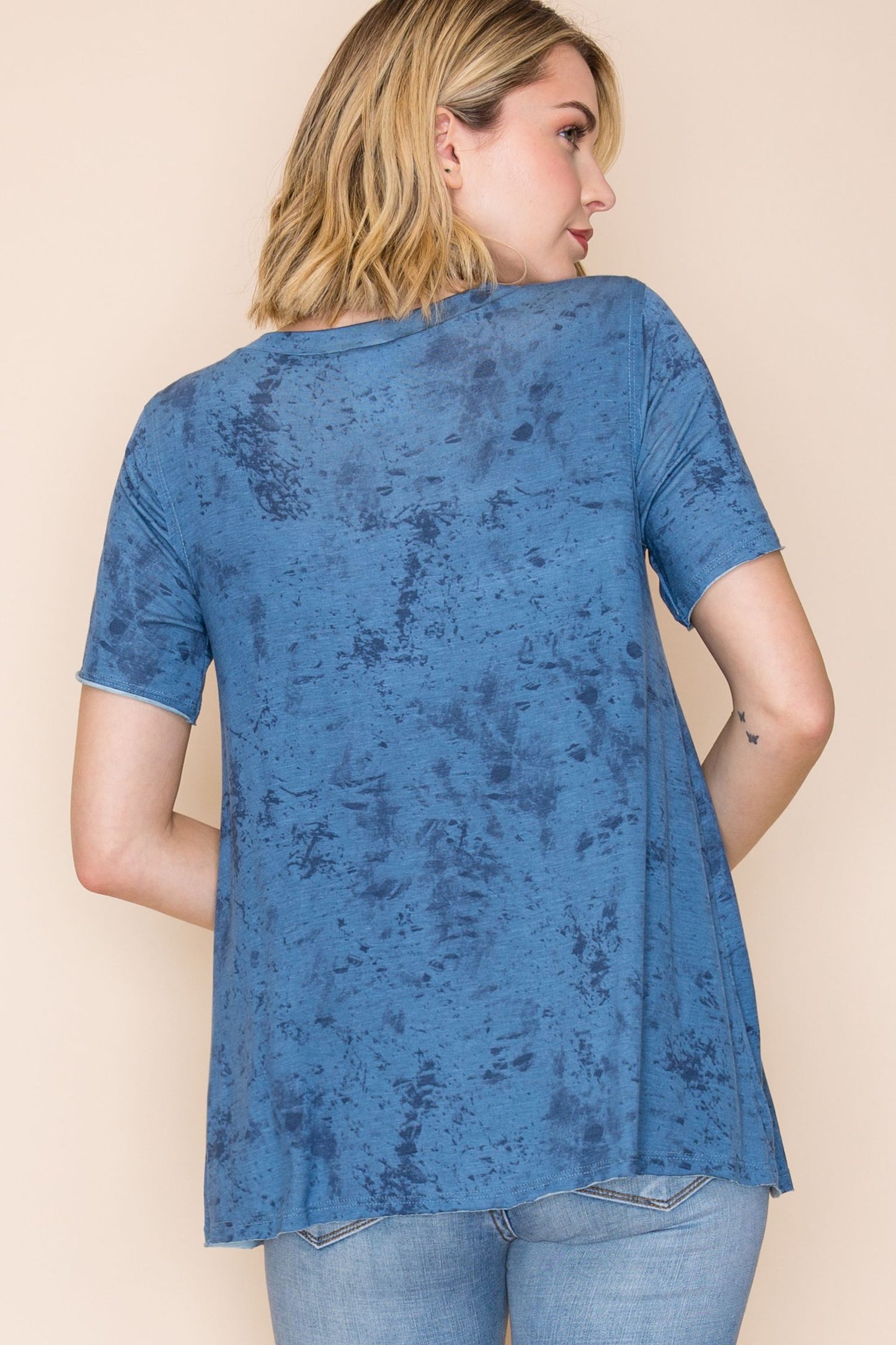 Edgy graphic tee with rhinestones rock ‘n’ roll never die