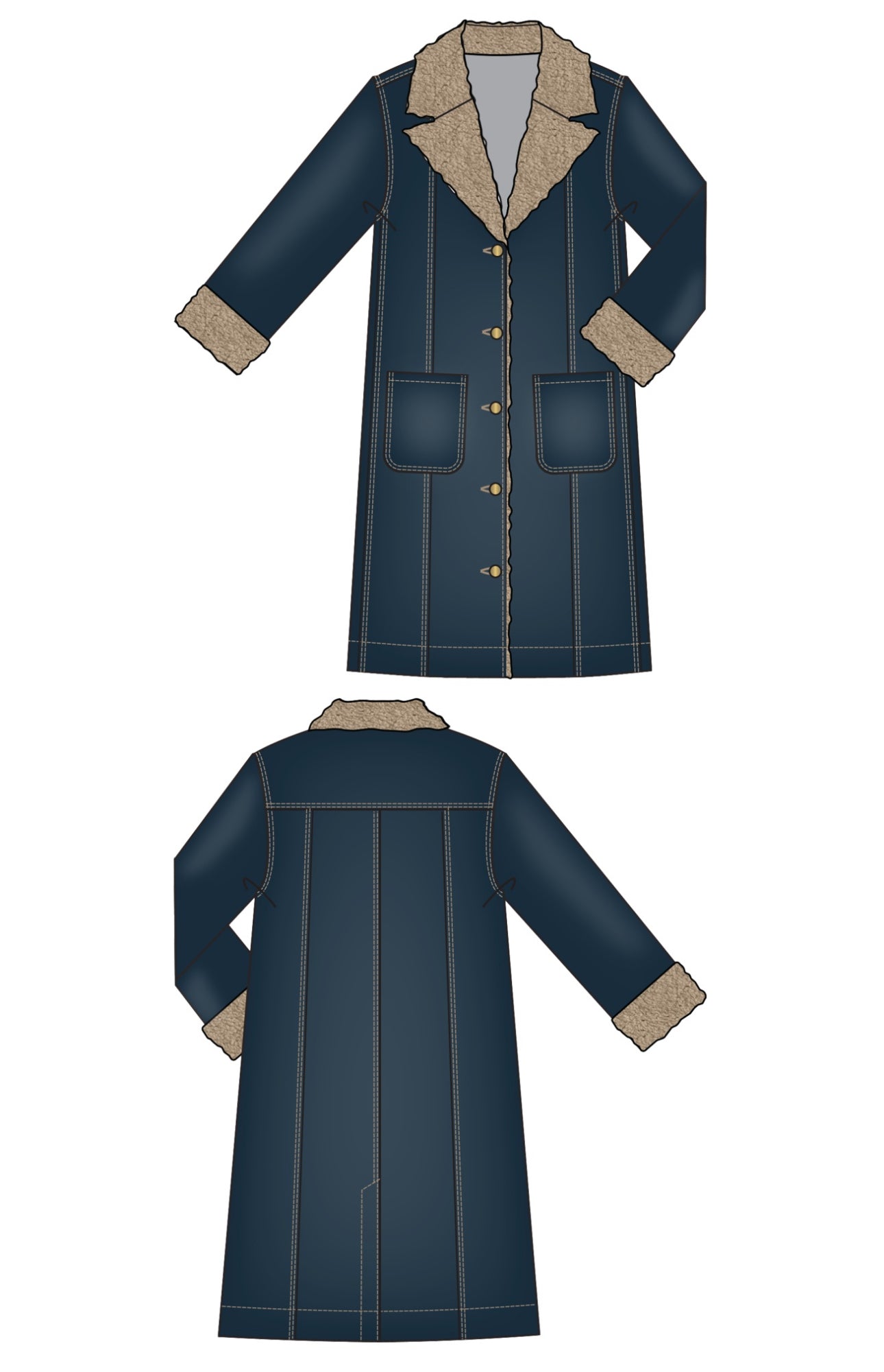 SHERPA TRIMMED NOTCH COLLAR JACKET 38”
