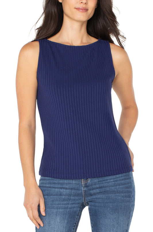 SLEEVELESS HIGH BOATNECK TOP