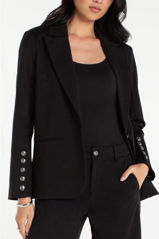 Black blazer with button sleeve