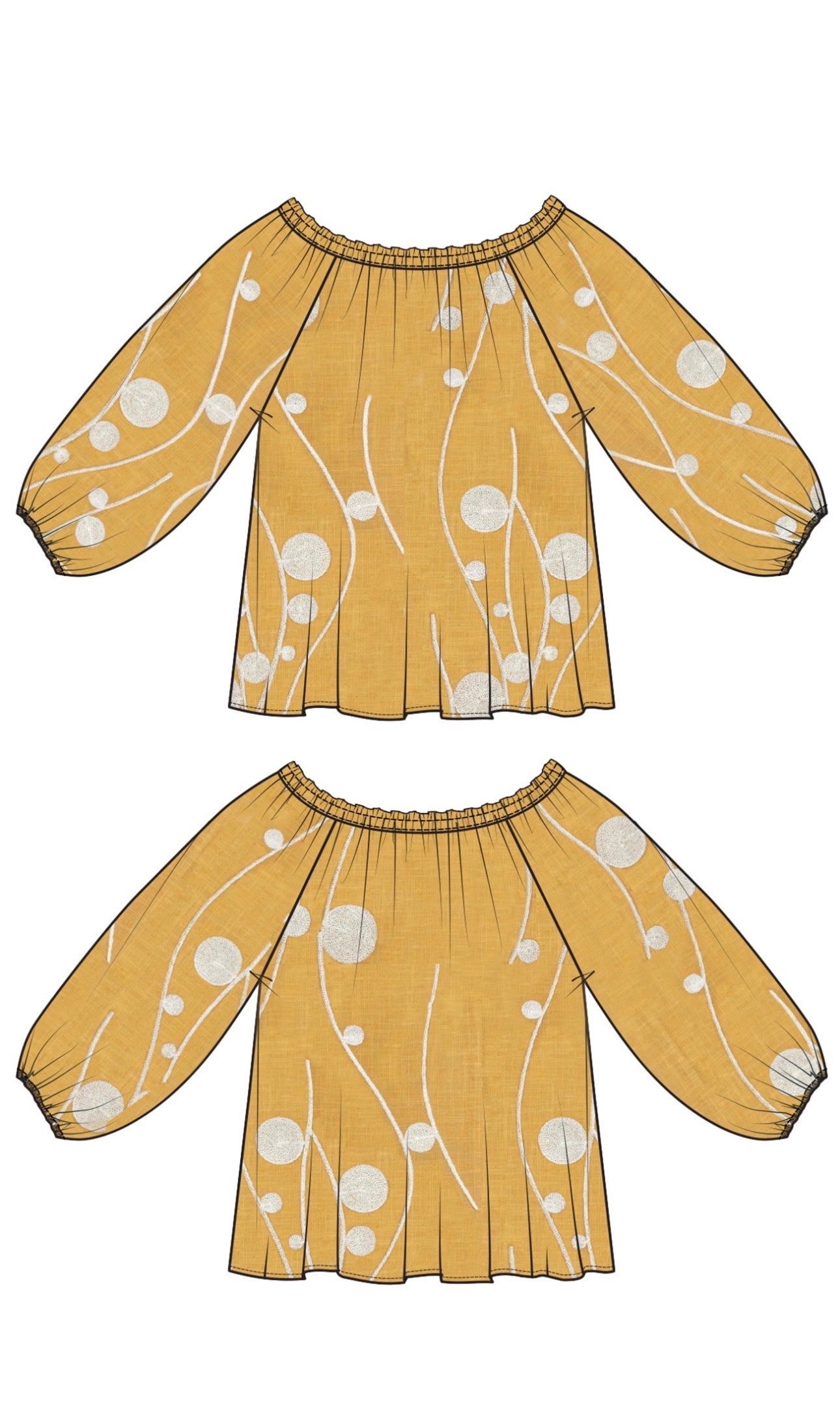 Three-quarter sleeve woven top