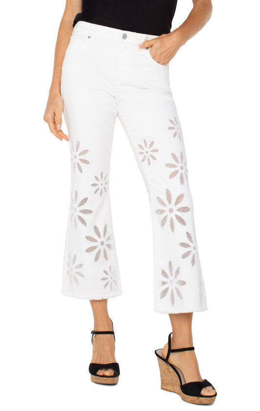 Hannah crop flare with fray hem