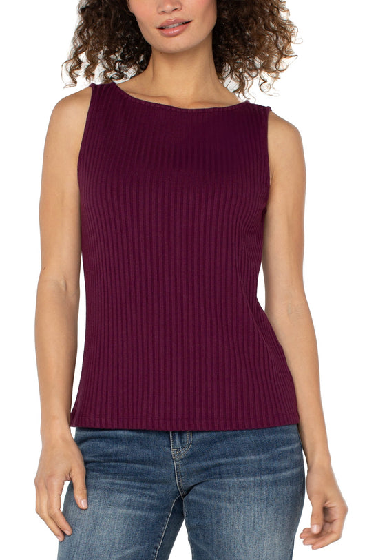 SLEEVELESS HIGH BOATNECK TOP