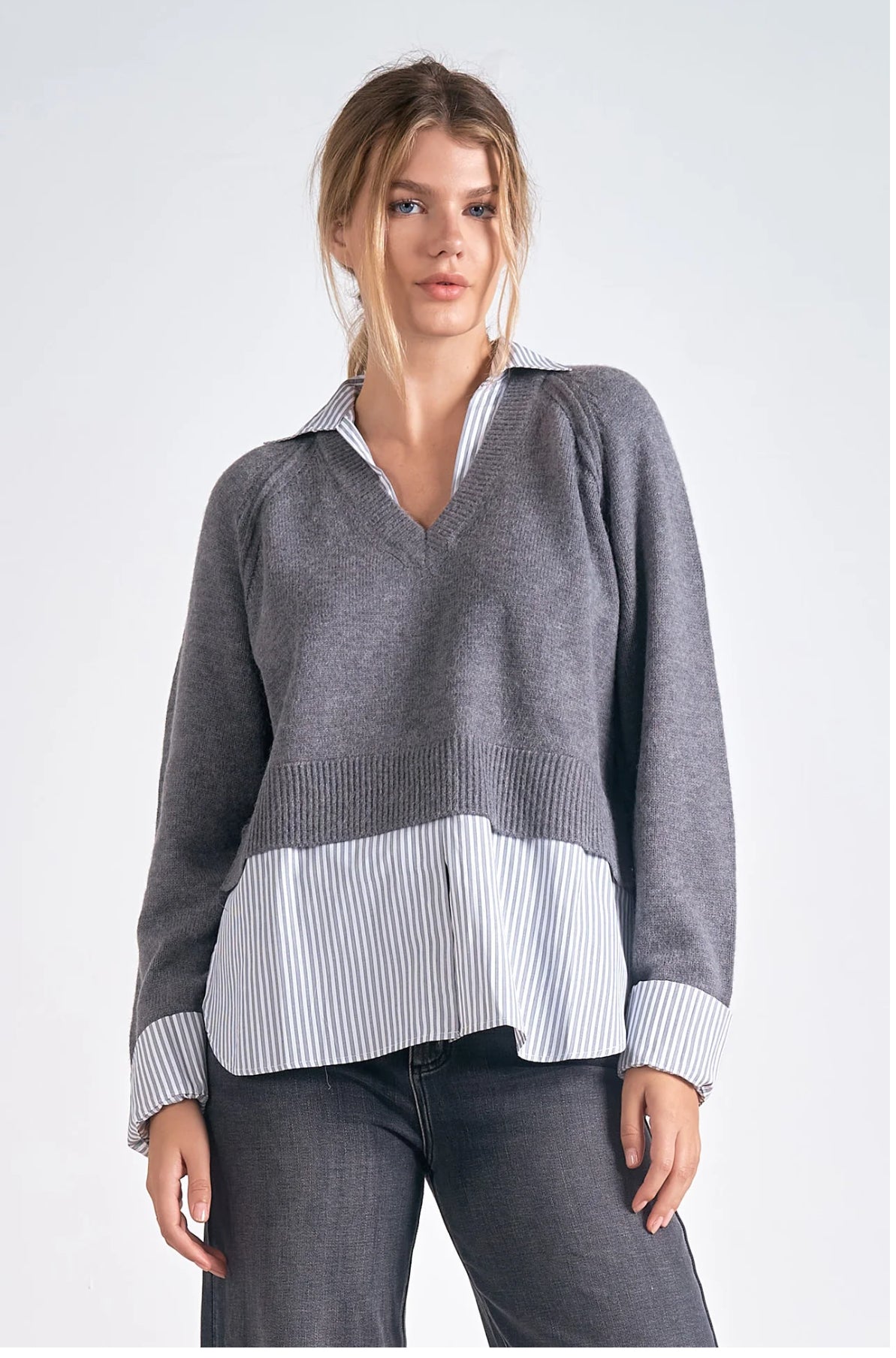 ELAN SWEATER WITH STRIPED SHIRT