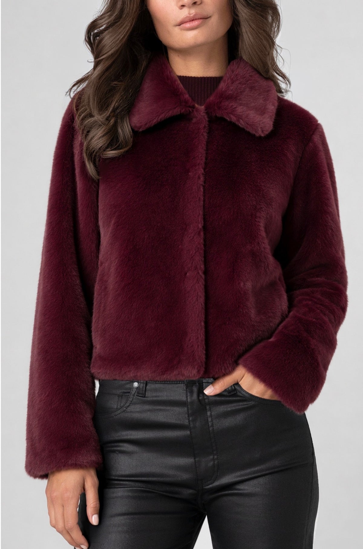 Collard, faux fur jacket