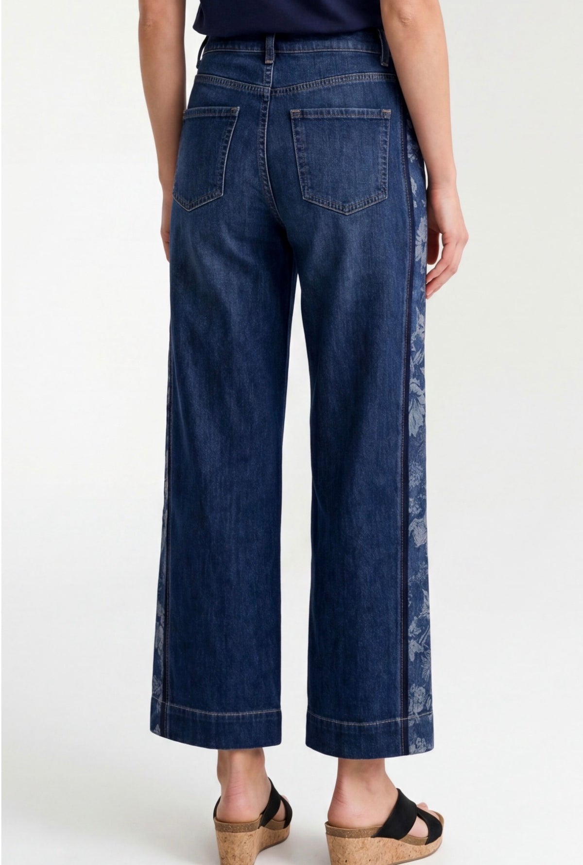 Stride wide leg jeans with Jacquard vertical stripe down leg