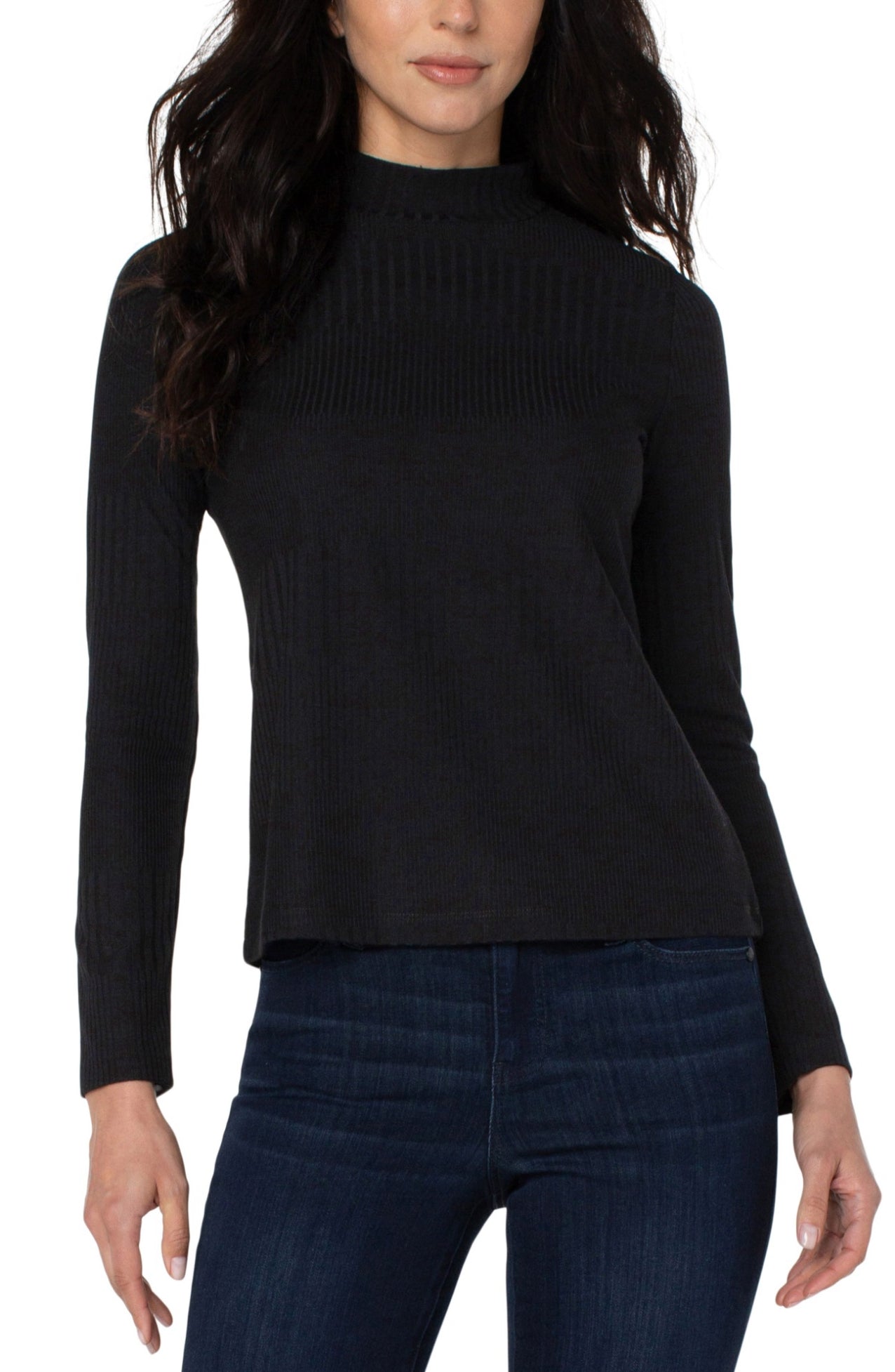 Mock neck ribbed top