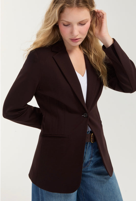 Fit and flair blazer in brown truffle