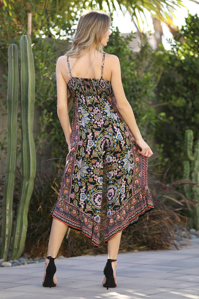 V NECK ANGLED HEM JUMPSUIT